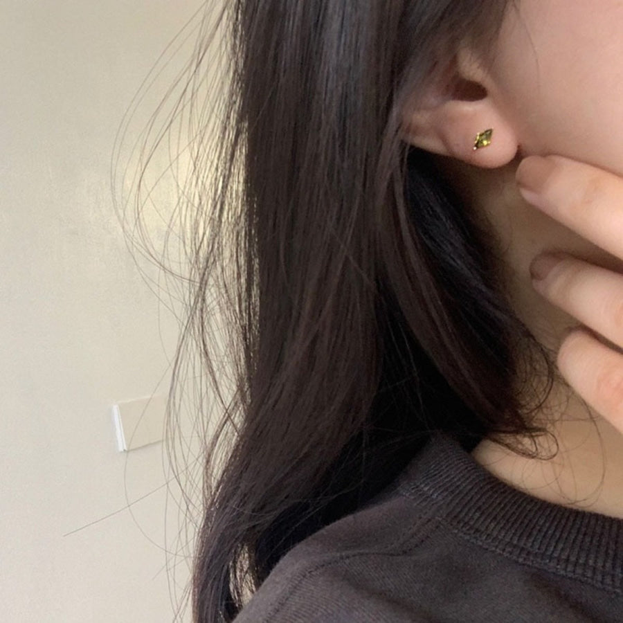 18K Gold-Plated Zircon Geometric Earrings Gold / One Size Apparel and Accessories