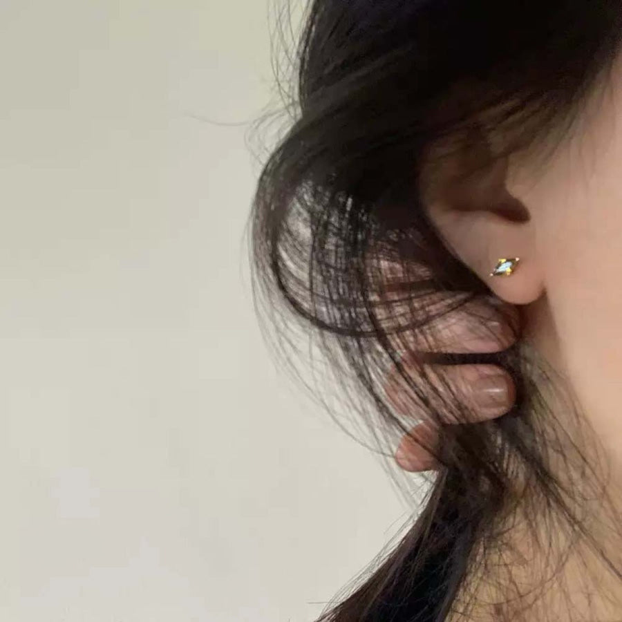 18K Gold-Plated Zircon Geometric Earrings Gold / One Size Apparel and Accessories