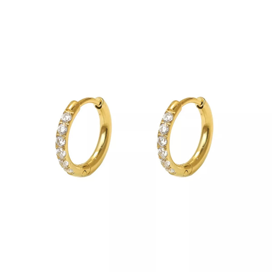 18K Gold-Plated Zircon Hoop Earrings Gold / One Size Apparel and Accessories