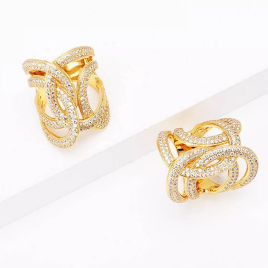 18K Gold-Plated Zircon Interwoven Ring Apparel and Accessories