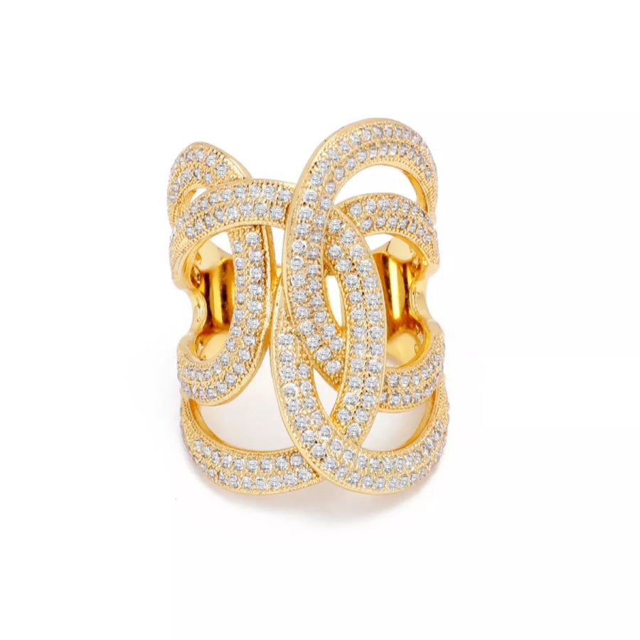18K Gold-Plated Zircon Interwoven Ring Apparel and Accessories