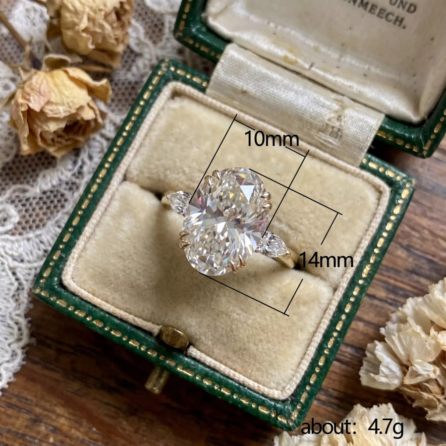 18K Gold-Plated Zircon Oval Ring Gold / onesize Apparel and Accessories