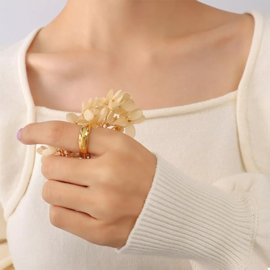 18K Gold-Plated Zircon Ring Gold / 5 Apparel and Accessories