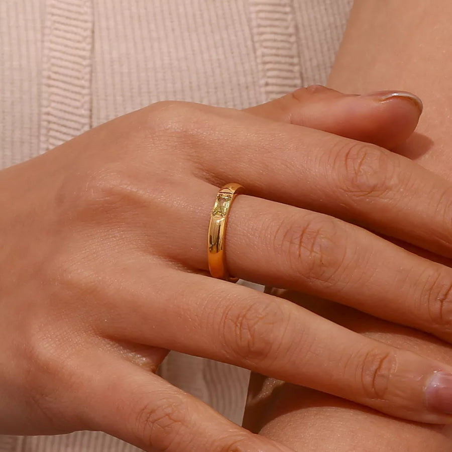 18K Gold-Plated Zircon Ring Gold / 6 Apparel and Accessories