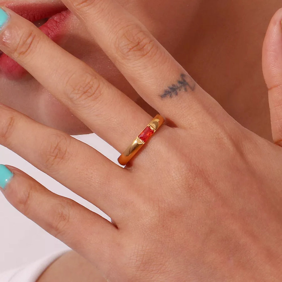 18K Gold-Plated Zircon Ring Red / 6 Apparel and Accessories