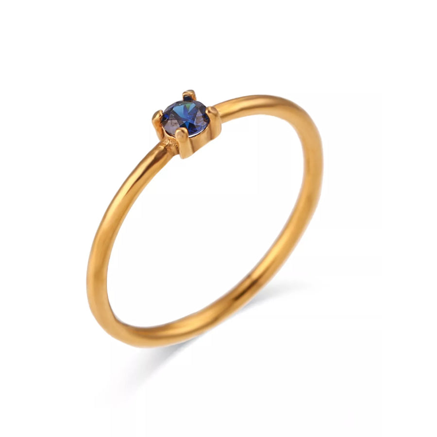 18K Gold-Plated Zircon Ring Blue / 5 Apparel and Accessories
