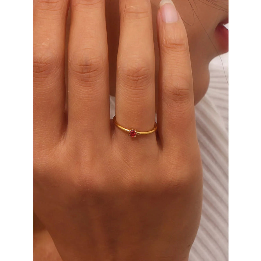 18K Gold-Plated Zircon Ring Coral / 5 Apparel and Accessories