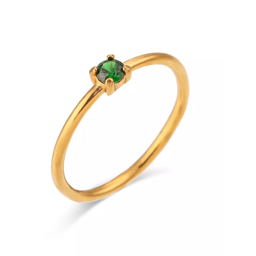 18K Gold-Plated Zircon Ring Dark Green / 5 Apparel and Accessories