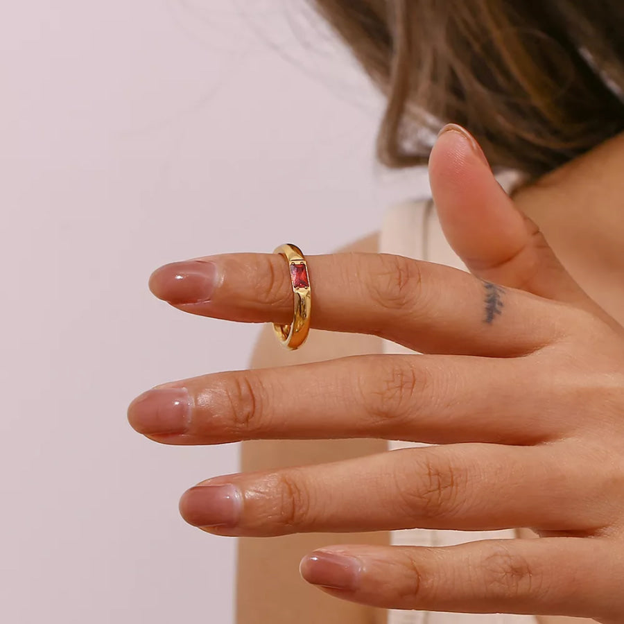 18K Gold-Plated Zircon Ring Red / 6 Apparel and Accessories