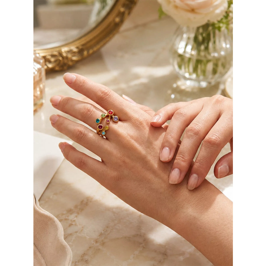 18K Gold-Plated Zircon Ring Style A / onesize Apparel and Accessories