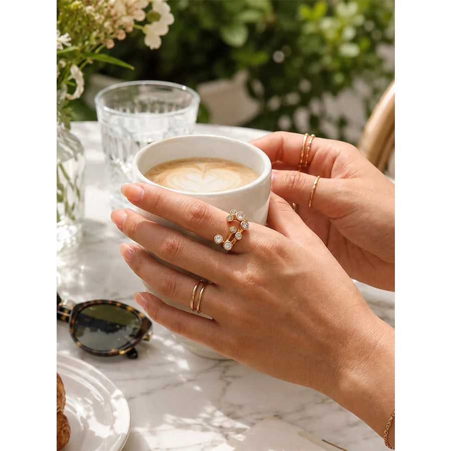 18K Gold-Plated Zircon Ring Style B / onesize Apparel and Accessories