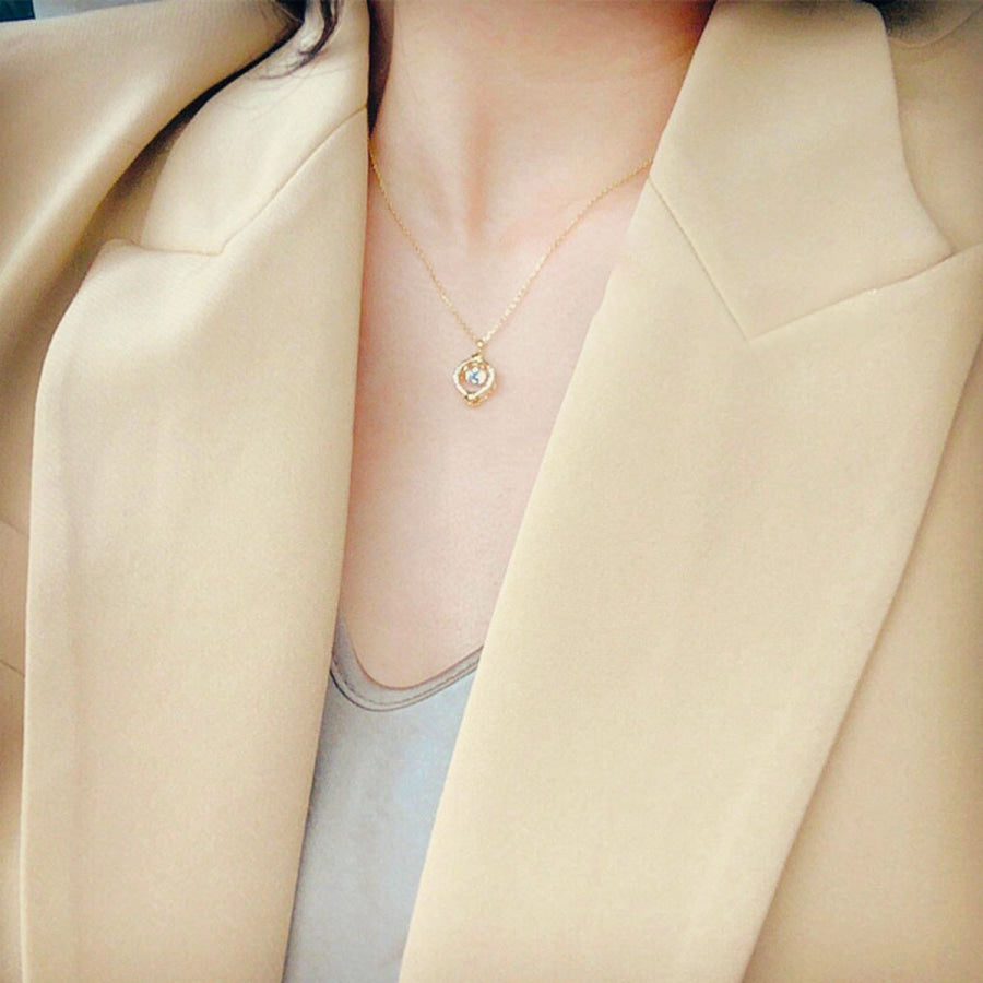 18K Gold-Plated Zircon Star Circle Pendant Necklace Gold / One Size Apparel and Accessories