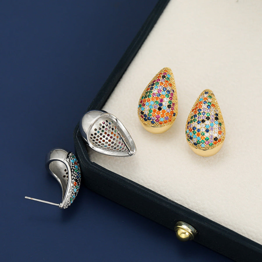 18K Gold-Plated Zircon Teardrop Earring Apparel and Accessories