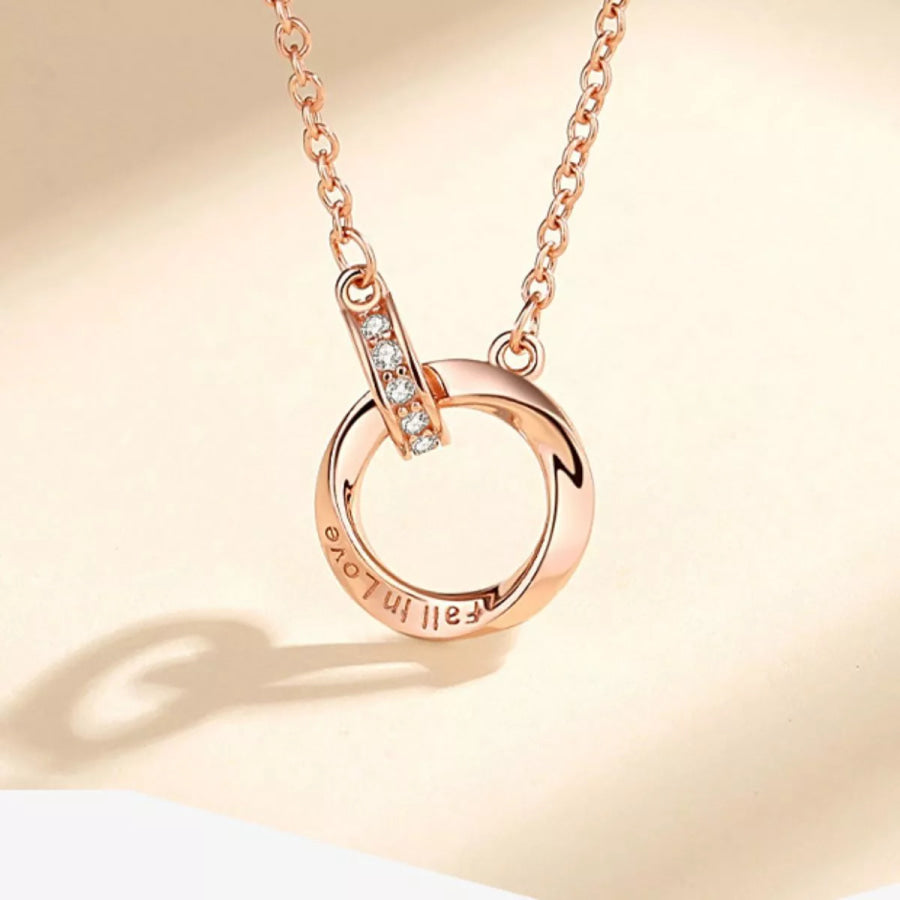 18K Rose Gold-Plated 925 Sterling Silver Necklace Gold / One Size Apparel and Accessories