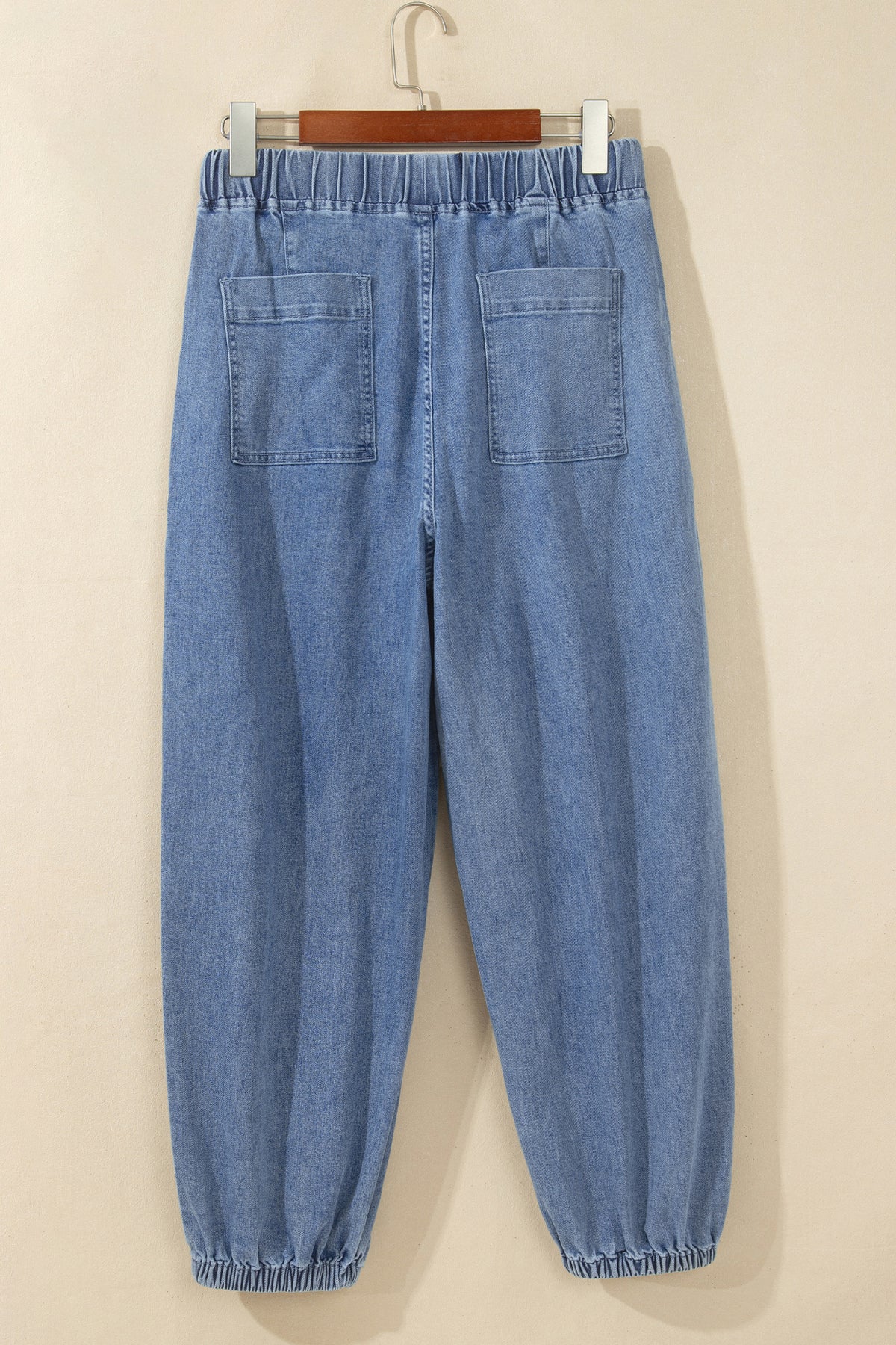 Dusk Blue Elastic Waist Harem Ankle Length Jeans