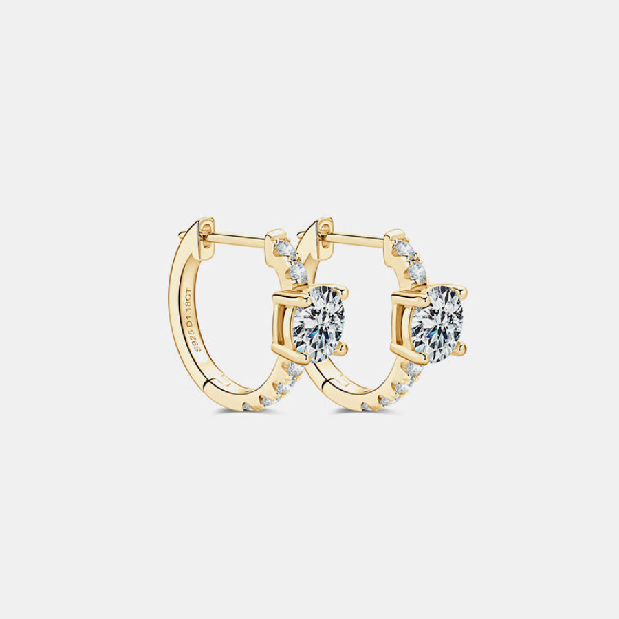 2.36 Carat Moissanite Zircon 925 Sterling Silver Hoop Earrings Gold / One Size Apparel and Accessories