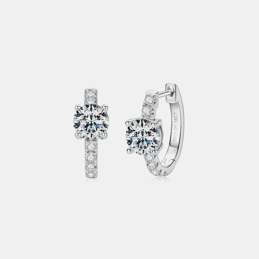 2.36 Carat Moissanite Zircon 925 Sterling Silver Hoop Earrings Silver / One Size Apparel and Accessories