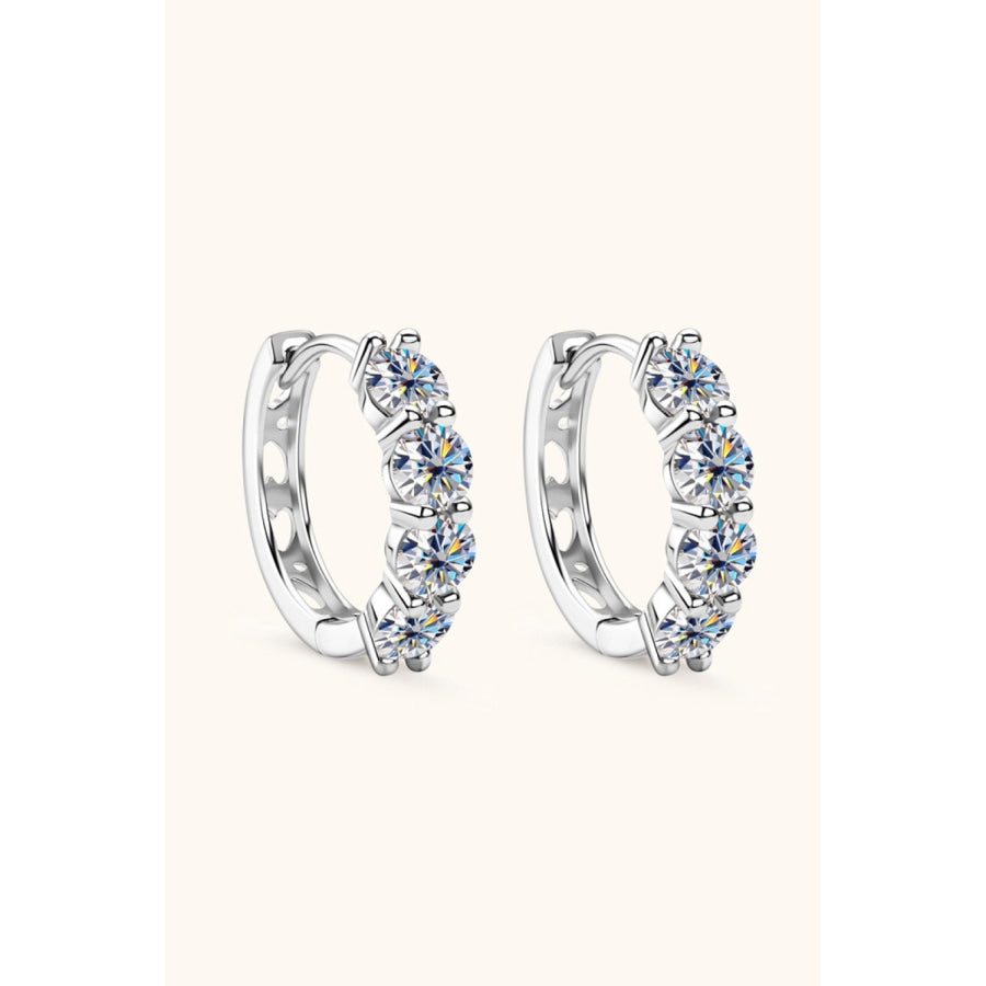 2.4 Carat Moissanite Huggie Earrings Silver / One Size