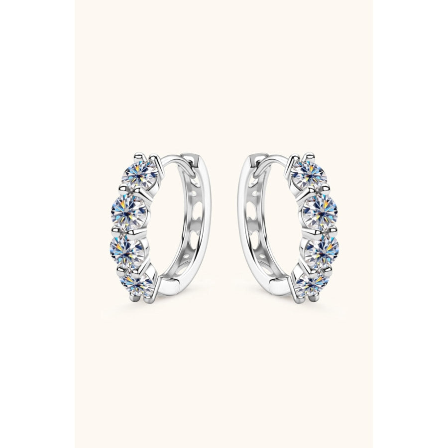 2.4 Carat Moissanite Huggie Earrings Silver / One Size