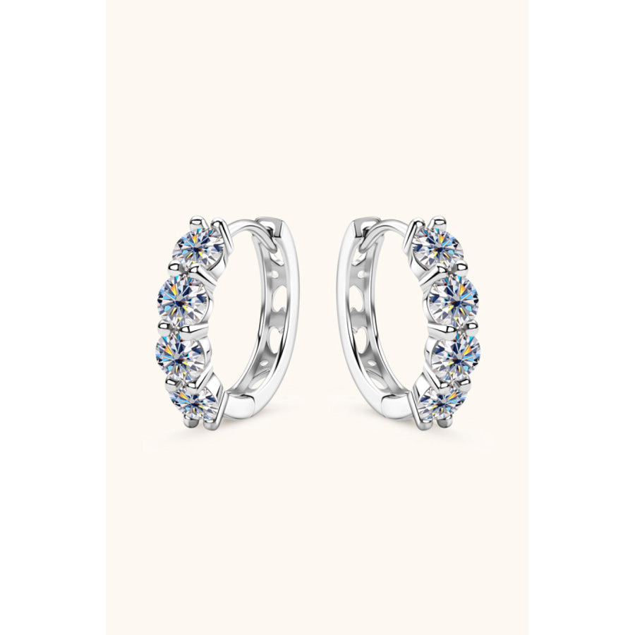 2.4 Carat Moissanite Huggie Earrings Silver / One Size
