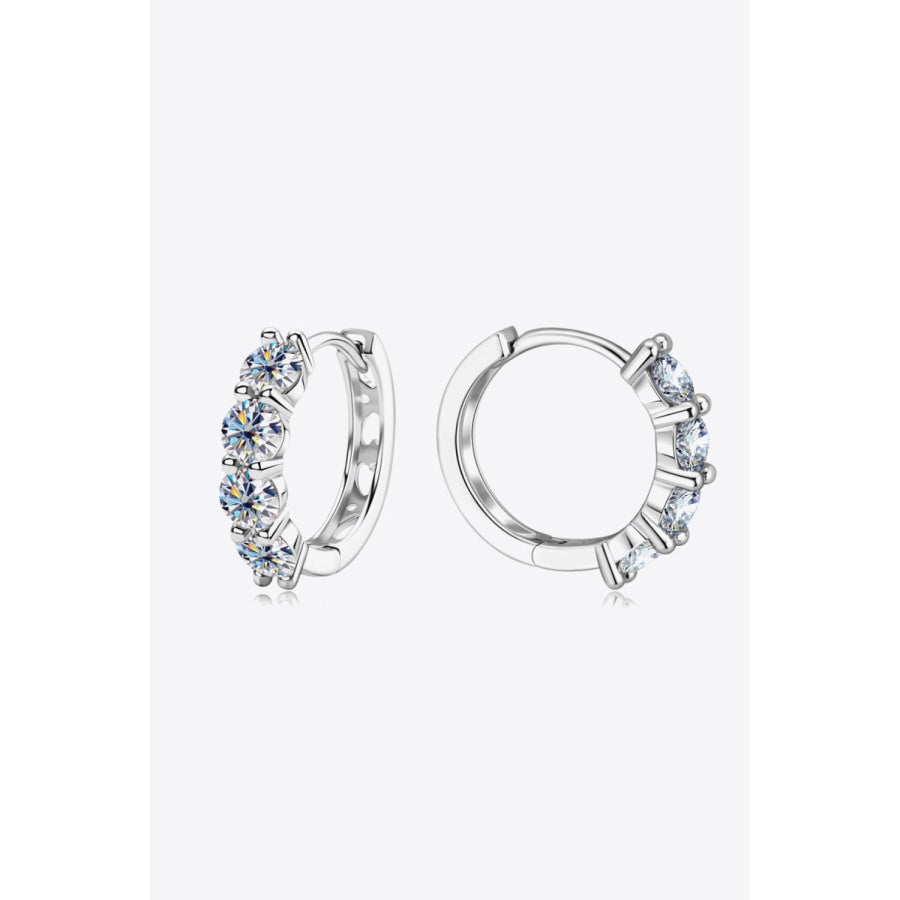 2.4 Carat Moissanite Huggie Earrings Silver / One Size