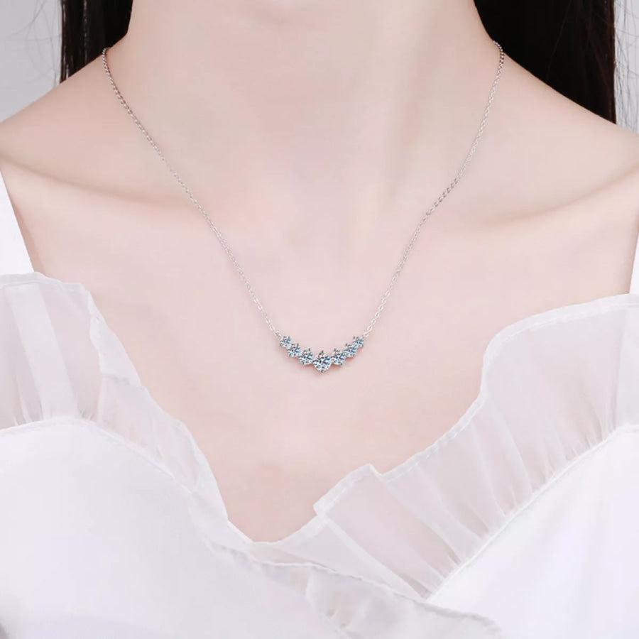 2.8 Carat Moissanite 925 Sterling Silver Necklace Silver / One Size Apparel and Accessories