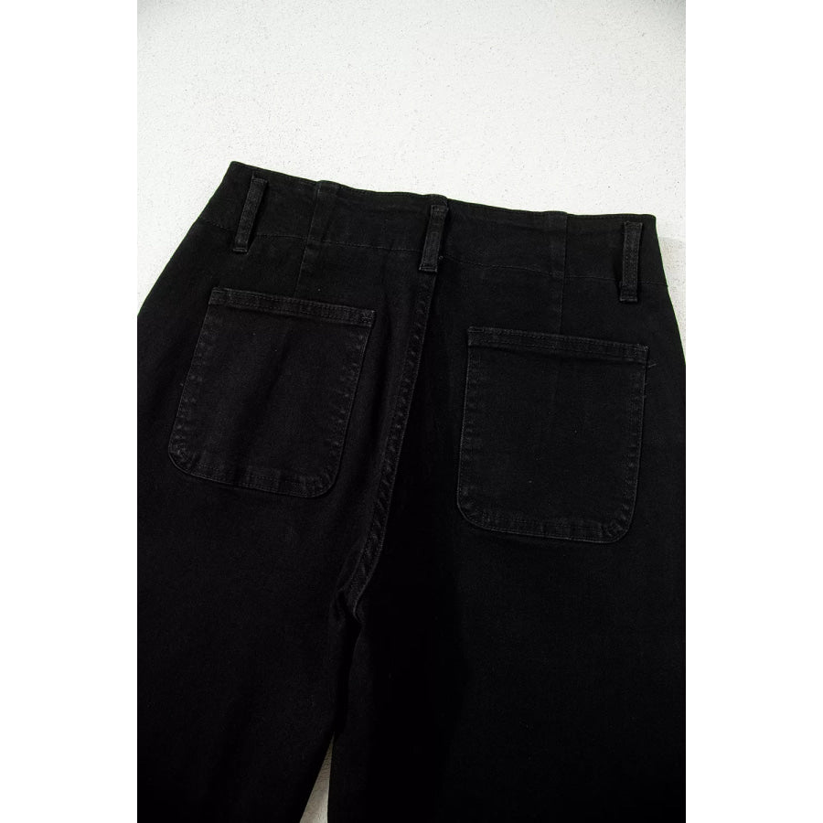 2-Button High Waist Flared Bottom Jeans Apparel and Accessories