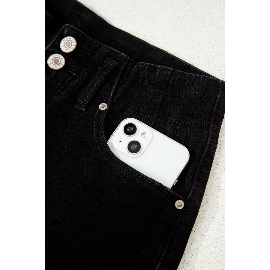 2-Button High Waist Flared Bottom Jeans Apparel and Accessories