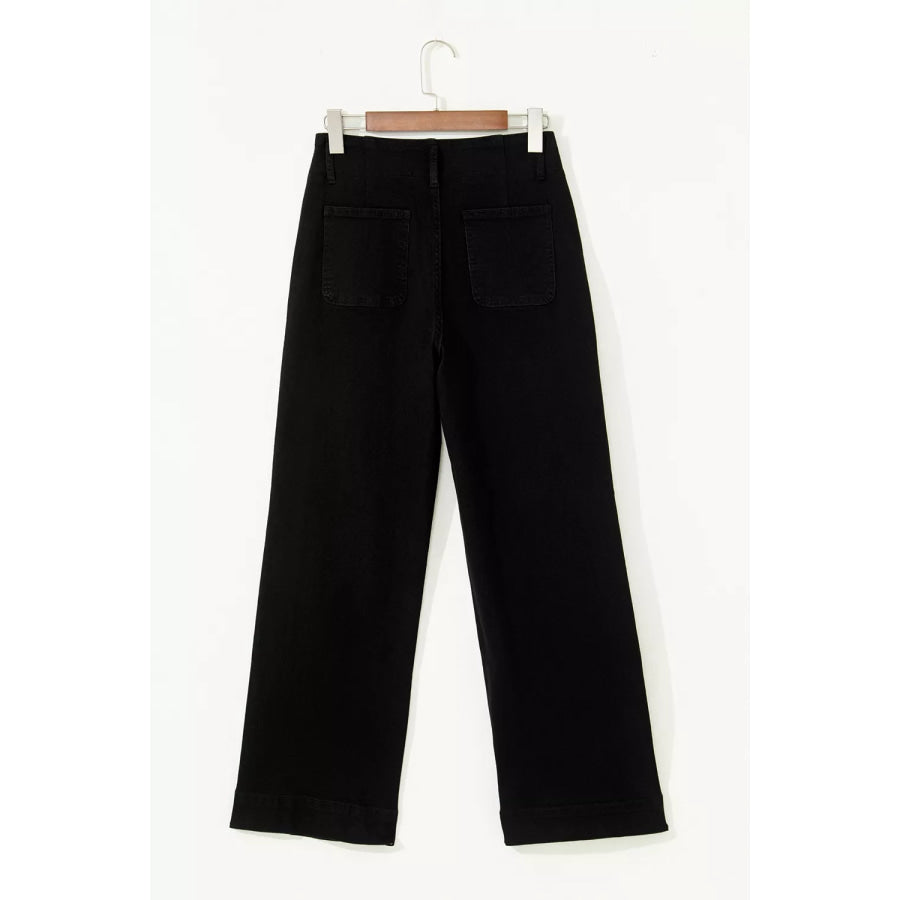 2-Button High Waist Flared Bottom Jeans Apparel and Accessories