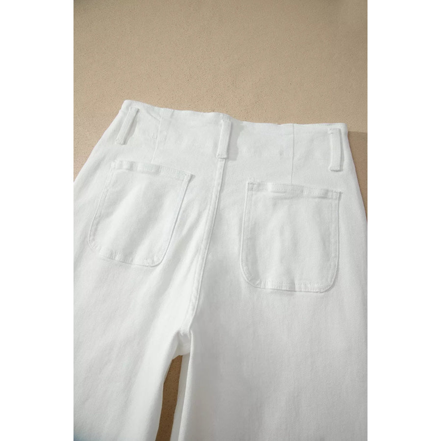 2-Button High Waist Wide Leg Jeans Apparel and Accessories