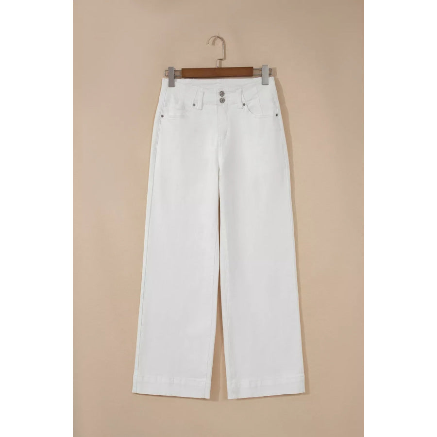 2-Button High Waist Wide Leg Jeans Apparel and Accessories