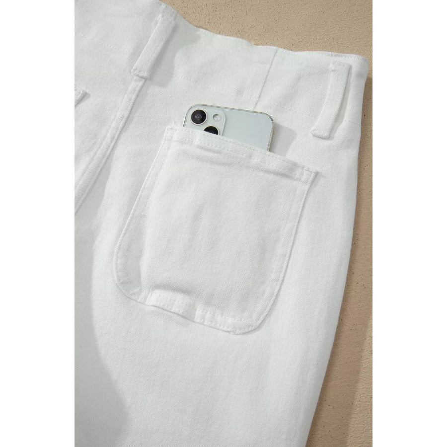 2-Button High Waist Wide Leg Jeans Apparel and Accessories