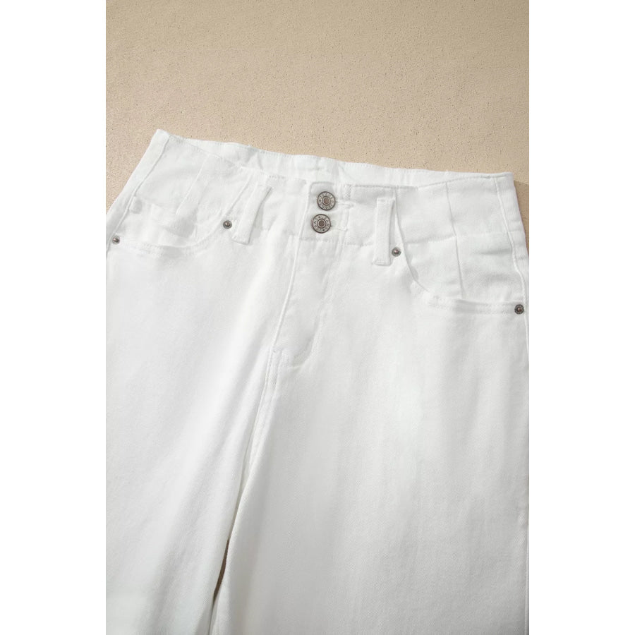 2-Button High Waist Wide Leg Jeans Apparel and Accessories