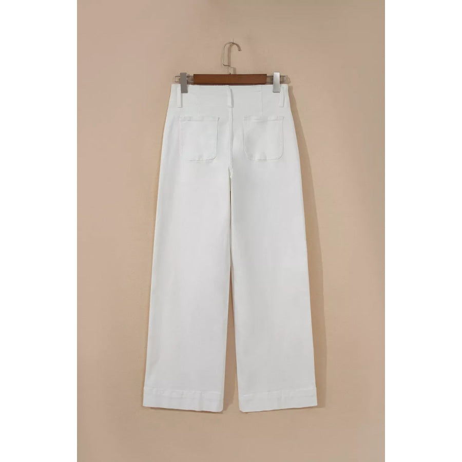 2-Button High Waist Wide Leg Jeans Apparel and Accessories