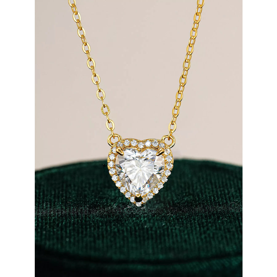 2 Carat 18K Gold-Plated Moissanite Heart Necklace Gold / onesize Apparel and Accessories