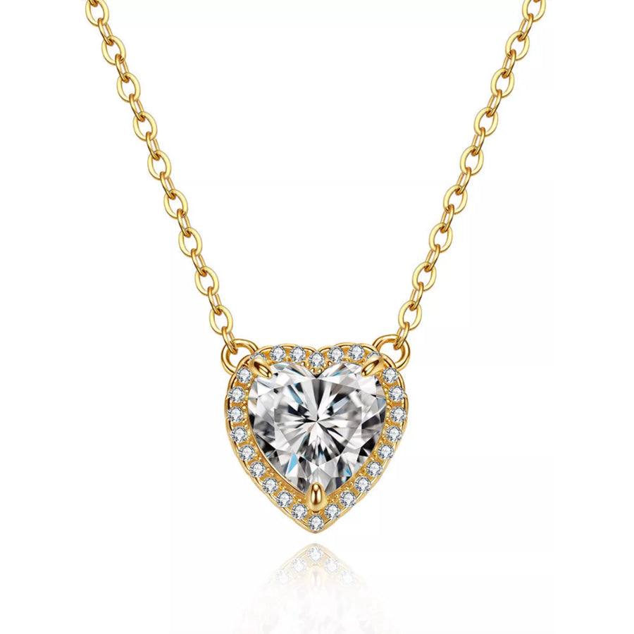 2 Carat 18K Gold-Plated Moissanite Heart Necklace Gold / onesize Apparel and Accessories