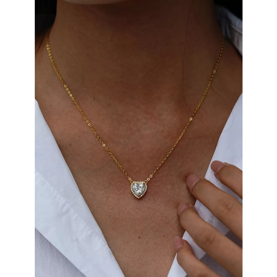 2 Carat 18K Gold-Plated Moissanite Heart Necklace Gold / onesize Apparel and Accessories