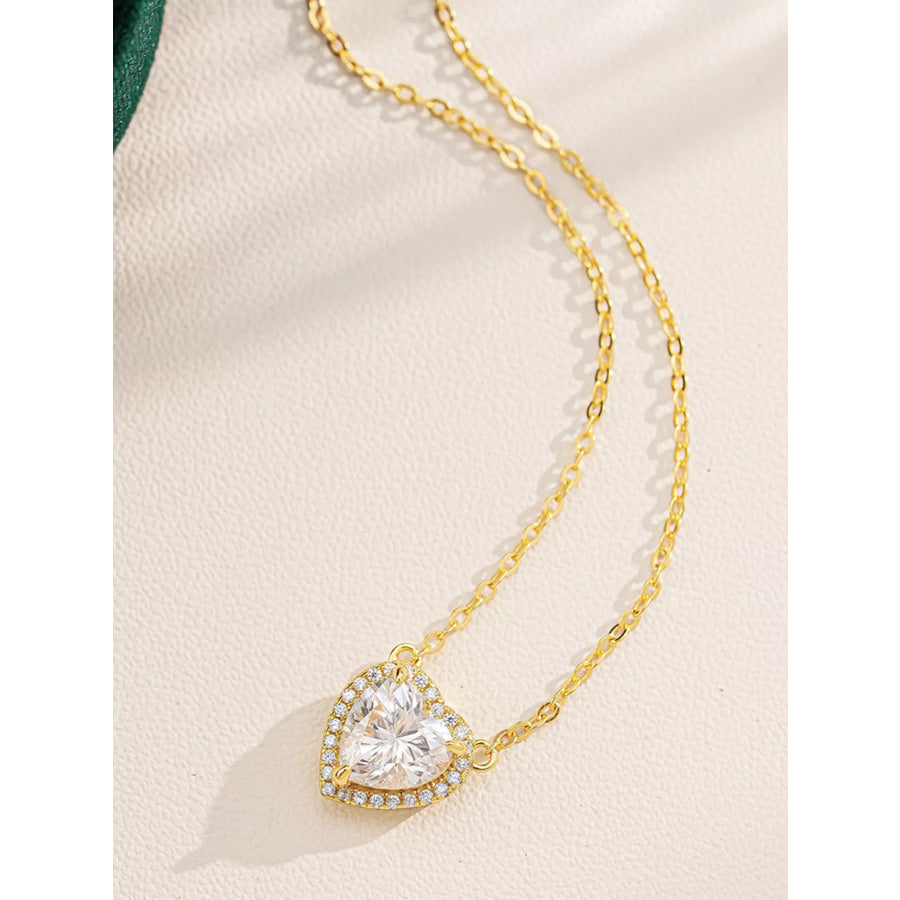 2 Carat 18K Gold-Plated Moissanite Heart Necklace Gold / onesize Apparel and Accessories