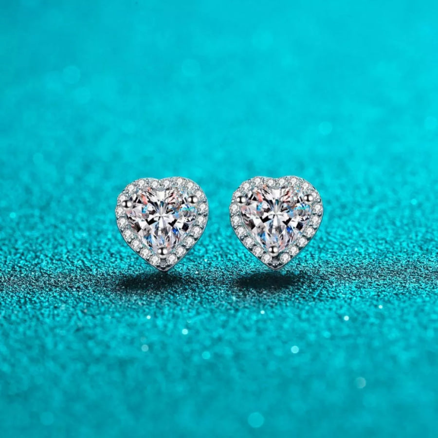 2 Carat 925 Sterling Silver Moissanite Heart Earrings Silver / onesize Apparel and Accessories