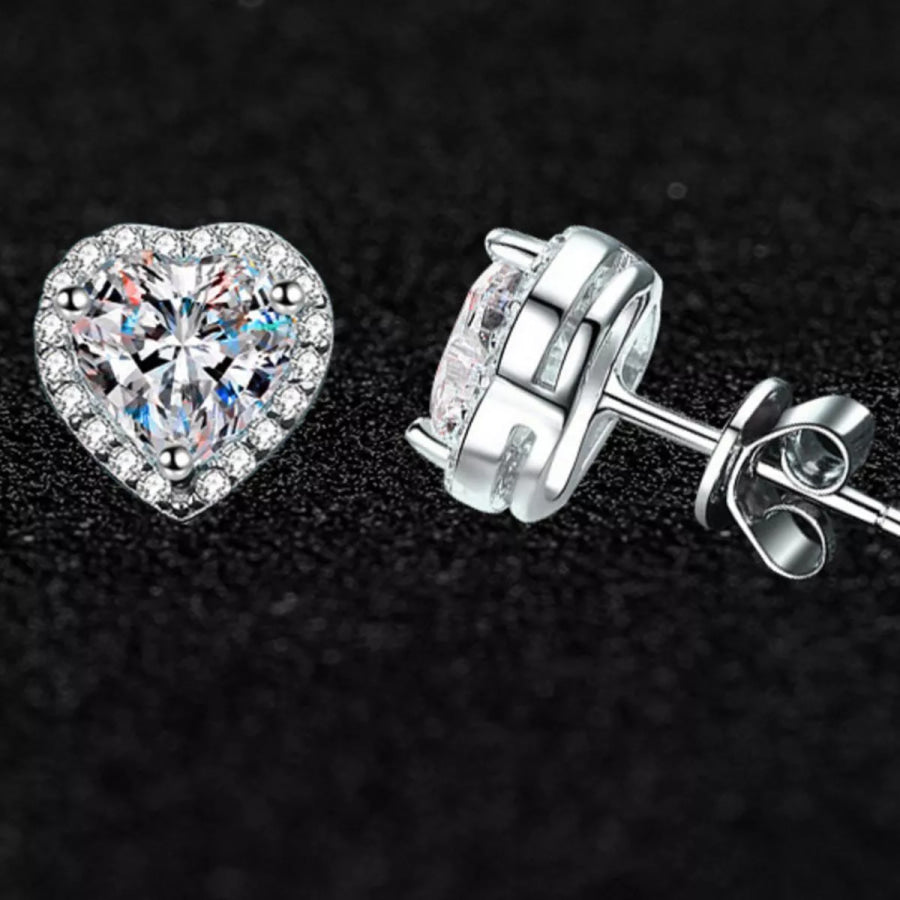 2 Carat 925 Sterling Silver Moissanite Heart Earrings Silver / onesize Apparel and Accessories