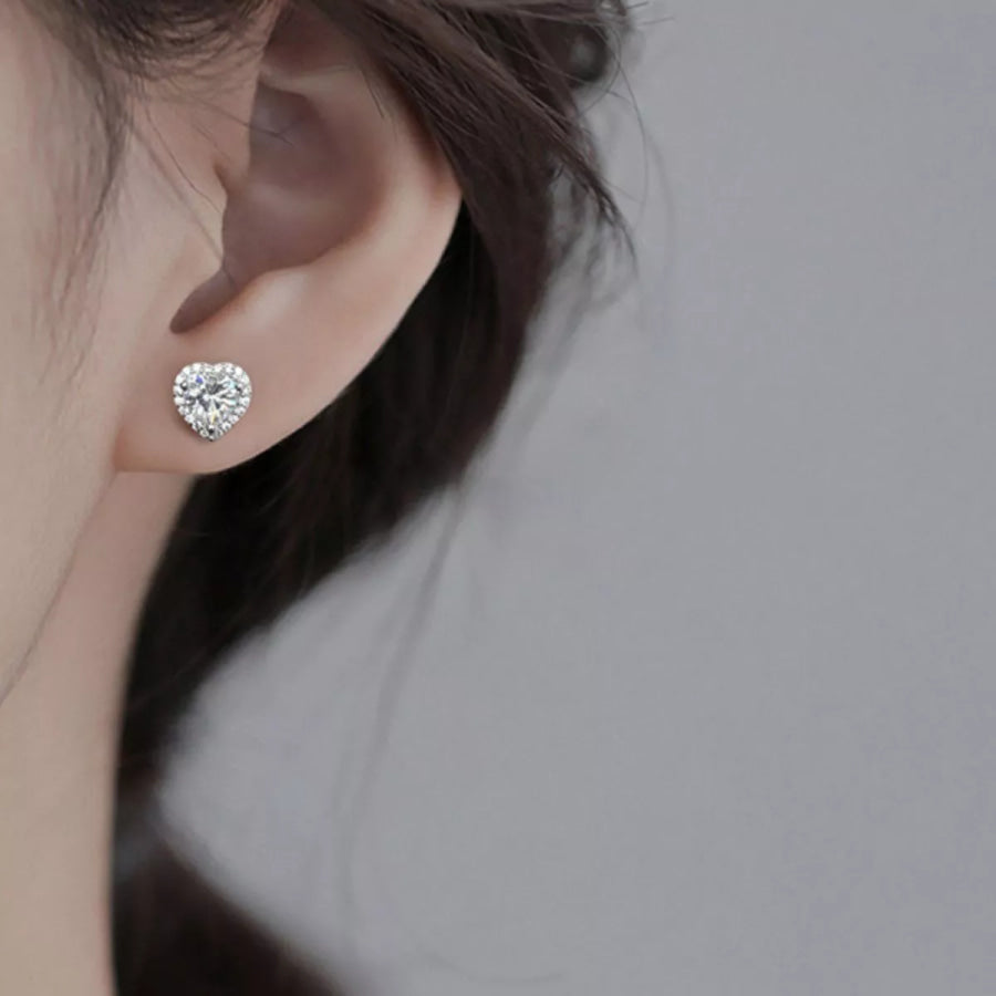 2 Carat 925 Sterling Silver Moissanite Heart Earrings Silver / onesize Apparel and Accessories
