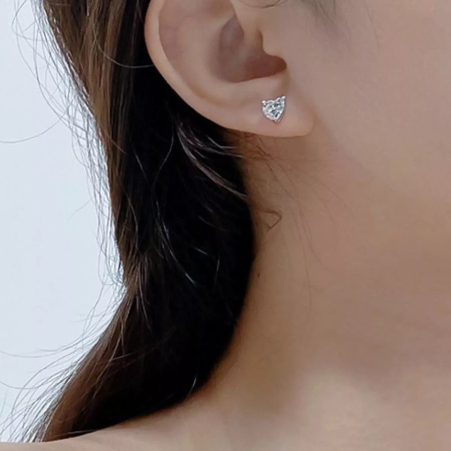 2 Carat 925 Sterling Silver Moissanite Heart Earrings Silver / onesize Apparel and Accessories