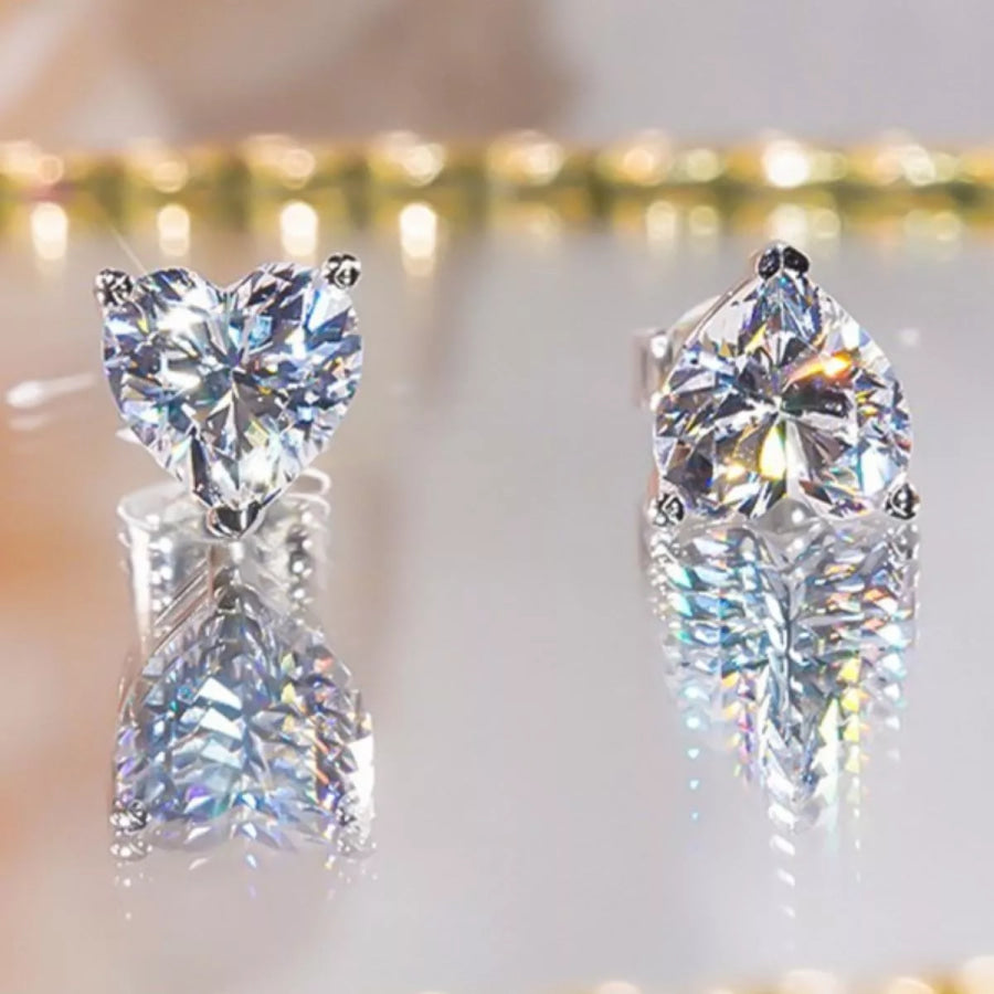2 Carat 925 Sterling Silver Moissanite Heart Earrings Silver / onesize Apparel and Accessories