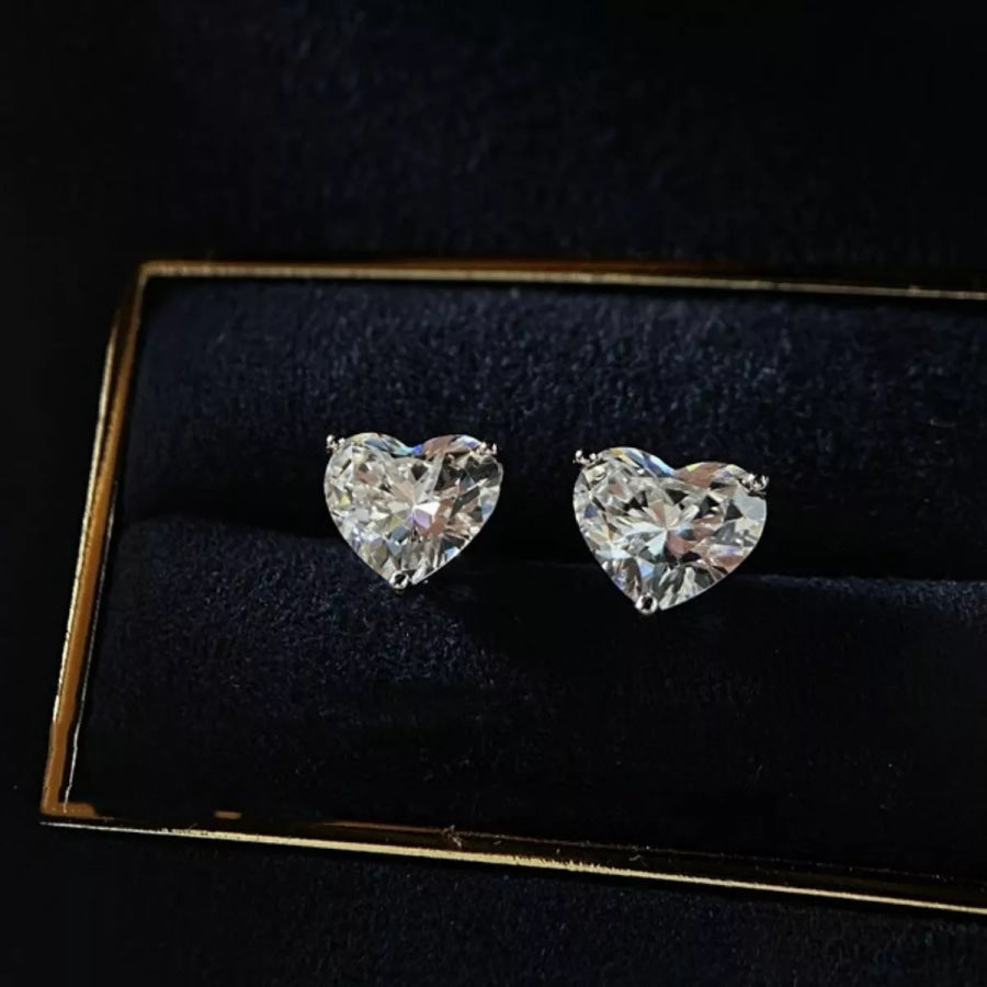 2 Carat 925 Sterling Silver Moissanite Heart Earrings Silver / onesize Apparel and Accessories