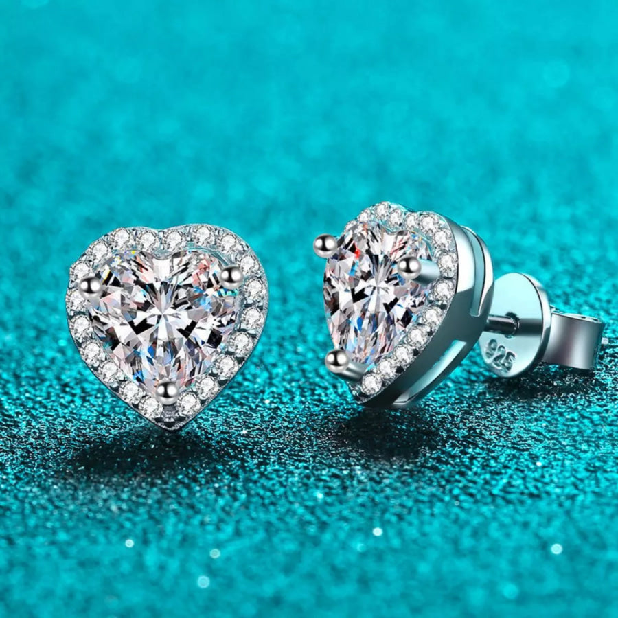 2 Carat 925 Sterling Silver Moissanite Heart Earrings Silver / onesize Apparel and Accessories
