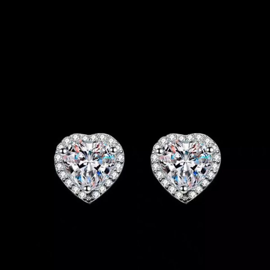 2 Carat 925 Sterling Silver Moissanite Heart Earrings Silver / onesize Apparel and Accessories