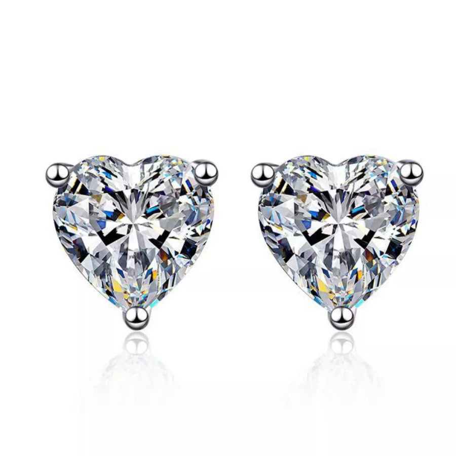 2 Carat 925 Sterling Silver Moissanite Heart Earrings Silver / onesize Apparel and Accessories