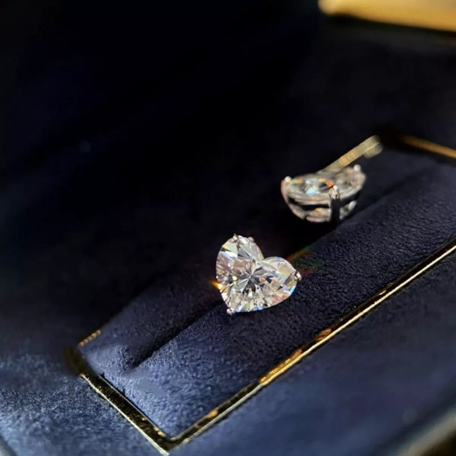 2 Carat 925 Sterling Silver Moissanite Heart Earrings Silver / onesize Apparel and Accessories