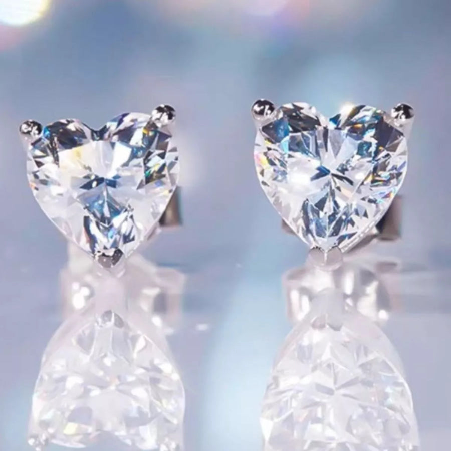2 Carat 925 Sterling Silver Moissanite Heart Earrings Silver / onesize Apparel and Accessories