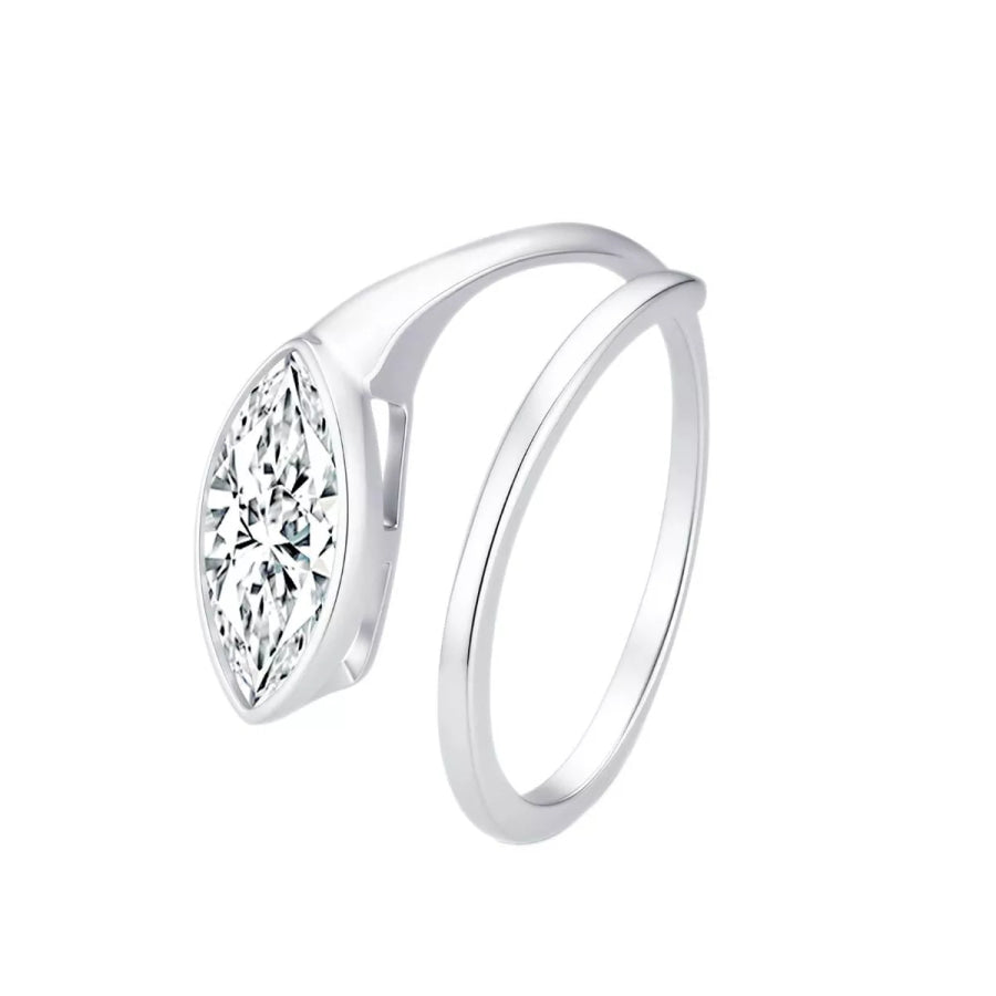 2 Carat 925 Sterling Silver Moissanite Marquise Cut Bypass Ring Apparel and Accessories